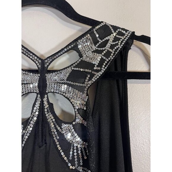 Annabelle Top Women 3X Black Tiered Metallic Sequin Butterfly Goth Hippie Boho - Picture 5 of 9